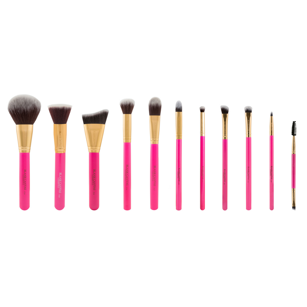 Blank Canvas 12 Piece Brush Set Hot Pink Gold Hand